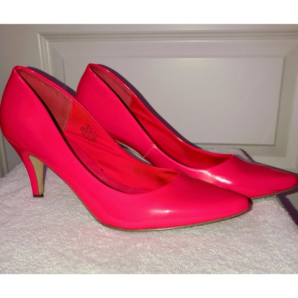 bright pink low heel shoes